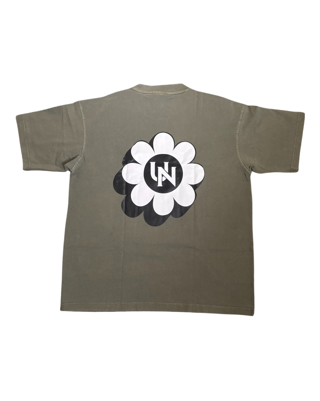 KHAKI FLORAL PRINT T-SHIRT