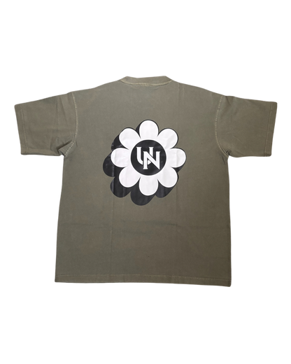 KHAKI FLORAL PRINT T-SHIRT