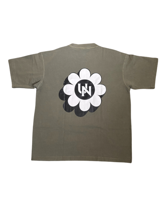 KHAKI FLORAL PRINT T-SHIRT